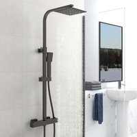 Sky Bathroom - Thermostatic Exposed Square Matte Black Mixer Shower Twin Head Set