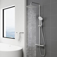 Sky Bathroom - Thermostatic Mixer Shower Set Square Chrome Dual Head Expose