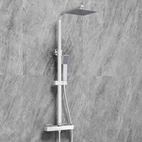 Sky Bathroom Thermostatic Mixer Shower Set Square Chrome Twin Head Exposed