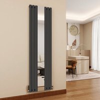 SKY Bathroom Vertical Oval Column Heating Radiator Radiator with Mirror Single Anthracite 1800x499mm