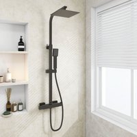 Bathroom new Thermostatic Bar Mixer Shower ValveandSquare Matte Black Showerhead Set - SKY
