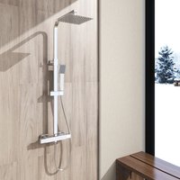 Bathroom new Thermostatic Bar Mixer Shower ValveandSquare Chrome Silver Showerhead Set - SKY