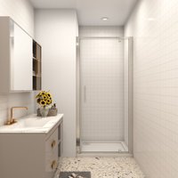 SKY - Bathroom Pivot Shower Door 760x1850mm Single Door Shower Bath Enclosure Chrome Frame
