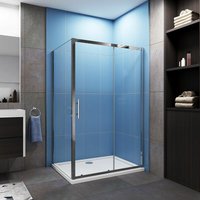 Biubiubath - 1200 x 800 mm Sliding Shower Enclosure Reversible Cubicle Door Screen Panel with Shower Tray and Waste + Side Panel
