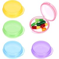 Odipie - Small Pill Box 5Pcs Portable Mini Travel Pill Case Medicine Organizer Transparent Round Vitamin Container for Outdoor Travel