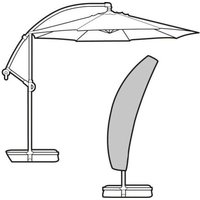 Parasol Cover 190cm Small Sail Black Wipe Clean Polyester Garland