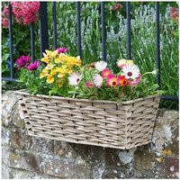 Smart Garden - 19 Rattan Effect Wall Fence Balcony Sand Planter Trough Basket