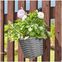 Smart Garden - 20cm 8 Inch Rattan Effect Hanging Pot Basket Slate Grey Planter