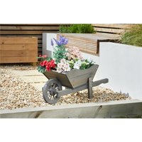 Smart Garden Wooden Wheelbarrow Flower Planter Slate Grey Ornament