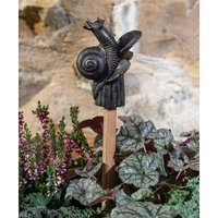 Snail On Hosta Cane or Stake Topper - L5 x W6 x H8.5 cm