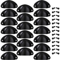 Snow 20 Pieces Retro Vintage Furniture Cabinet Door Drawer Drawer Handles and Knobs Shell Shape with Silver Screws 8 3 2 cm Black