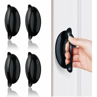 SnowEntrance Door Handle, Sliding Door Handle, 4 Pcs Black Sticky Door Handle, Abs Plastic Handle For Doors And Windows, Cabinets, Drawers, Wardrobe