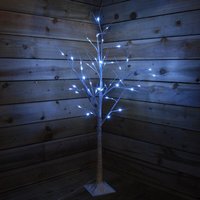 Snowtime - 2.4m (8ft) Indoor Outdoor Christmas Lit Birch Tree with 136 Ice White LEDs