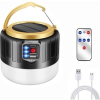 Solar Camping Light usb Rechargeable led Light 5200mAh Power Bank IPX6 Waterproof 5 sos Modes(Black)