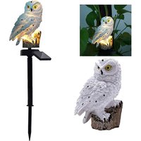 Solar Garden Light, Owl Shape Waterproof Resin Solar Landscape Lamp for Outdoor Garden Lighting Decoration (White)