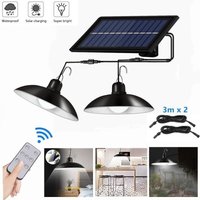 Solar lamps Solar chandelier with remote control waterproof 2 heads cable 3 m - white light