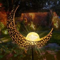 Solar Light for Outdoor Use, Moon and Lantern, Resin Garden Decoration with Solar Post Light Mumu