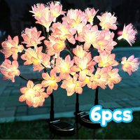 Solar Light Outdoor Garden Decoration, IP65 Waterproof Solar Garden Light, 2 Modes Peach Blossom Landscape Lighting Creative Pathway Stakes for Yard,