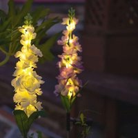Solar Lights for Outdoor Gardens - Hyacinth Flower Solar Lanterns, Larger Solar Power Capacity, Waterproof Solar Decorative Lights (2 Pack/White)