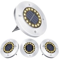 Solar Lights Outdoor, 16 led Warm White Light, Waterproof Stainless Steel Solar Ground Light for Patio Garden Pathway Garage Driveway Walkway