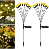 Solar Lights Outdoor, Firefly Solar Garden Lights Outdoor, Waterproof IP65 Solar Lamp with 10 led, Solar Garden Lights Recessed for Garden Yard Path