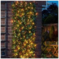 Garden Mile - Solar Lit Trellis, Ivy Leaves 75 led Warm White Lights, Artificial Leaf Trellis Faux Climbing Ivy Plant (180 x 90cm, Solar Lit Ivy