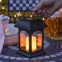 Festive Lights - Traditional Flickering Flameless led Candle Lantern 15cm Solar Power Hanging Outdoor Garden Patio Table