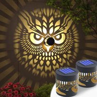 Solar-powered garden decorative landscape wall lamps 2PCS-Owl