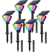Solar Spotlight Outdoor, rgb Solar Lamp Solar Garden Floodlight, IP65 Waterproof, Auto-ON/OFF led Solar Light Outdoor for Trees, Yard, Garden Path (6