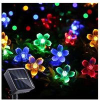 Solar String Lights Cherry Blossom Fairy Lights 50LED 8 Modes Outdoor Waterproof Garden Christmas Patio Indoor Decoration Multicolor , lamps