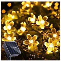 Solar String Lights Outdoor Cherry Blossom Fairy String 50LED Waterproof Garden Patio Christmas Indoor Decoration Warm White , lamps