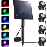 Solar Submersible LED Lights, 2 Modes RGB Pool Spotlight, 5.5V Color Changing Pool Lighting, IP68 Waterproof Solar Lamp for Aquarium, Garden, Pool,