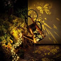 Solar Watering Can Light, Solar Watering Can with String Lights, Waterproof Metal Lights with Stand, Outdoor LED Light for Pathway/Yard/Patio