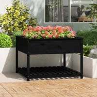Vidaxl - Planter with Shelf Black 111.5x111.5x81 cm Solid Wood Pine