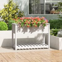 Vidaxl - Planter with Shelf White 111.5x54x81 cm Solid Wood Pine