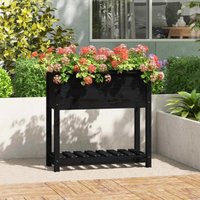 Vidaxl - Planter with Shelf Black 82.5x34.5x81 cm Solid Wood Pine