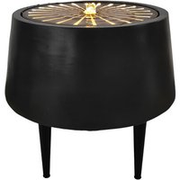 Ivyline - Solis Water Feature on Black Legs with Light Display - Metal - L46 x W46 x H47 cm - Charcoal/Aged Copper