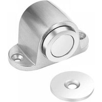 Spring Stopper + Magnet for Heavy Doors, Silver, Floor-Mounted Suction without Drilling, Powerful Magnet, Anti-Collision Door Stop Behind the Door