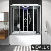 SS1700 Steam Shower Whirlpool Bath 1700 x 900 Black Glass - Vidalux