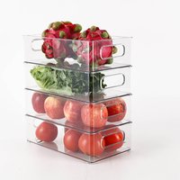 stackable storage boxes for refrigerator, transparent, for worktop, for fruits and vegetables, 26.5 x 15 x 7.7 cm