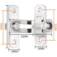 Stainless steel door hasp, latch lock, old-fashioned door lock, sliding door latch, 90-degree right angle, brushed