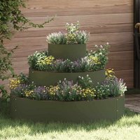 Garden Planter Olive green 90 x 90 x 20 cm Steel Vidaxl