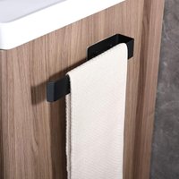 Tinor - Stainless Steel Self-Adhesive Towel Rack for Bathroom and Kitchen - 28/cm - Black - 3M Self-Adhesive and Drilled