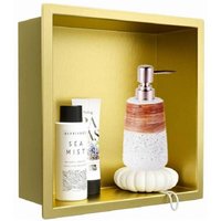 Stainless steel shower niche with shower gel dispenser, 303212cm, gold, no tiling required, recessed shower shelf, niche, bathroom storage shelf