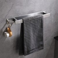 Csparkv - Stainless Steel Towel Rack, Self Adhesive Guest Towel Holder No Drilling, Adhesive Bath Towel Holder with Hooks for Bathroom (40cm, Brushed)