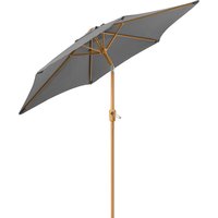 Steel Wood Effect Parasol 2.4m - Grey