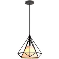 Industrial Pendant Light Fitting Geometric Cage E27 Metal Chandelier for Bedroom Living Room Dining Room Ø25 Black