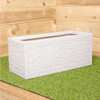 Samuel Alexander - Stone Coloured Slate Effect Trough Garden Planter 60cm w x 25.5cm h x 25cm d