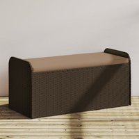 Bonnevie - Storage Bench with Cushion Brown 115x51x52 cm Poly Rattan VSVS845415