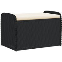 Vidaxl - Storage Bench with Cushion Black 80x51x52 cm Poly Rattan